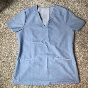 Figs denim blue scrub top